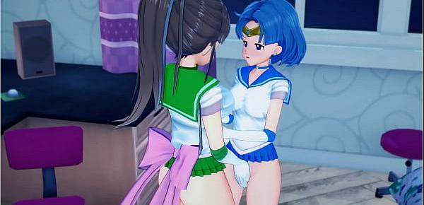  Sailor Jupiter fucks Sailor Mercury with a strapon doggystyle - Sailor Moon Hentai.Hentai.